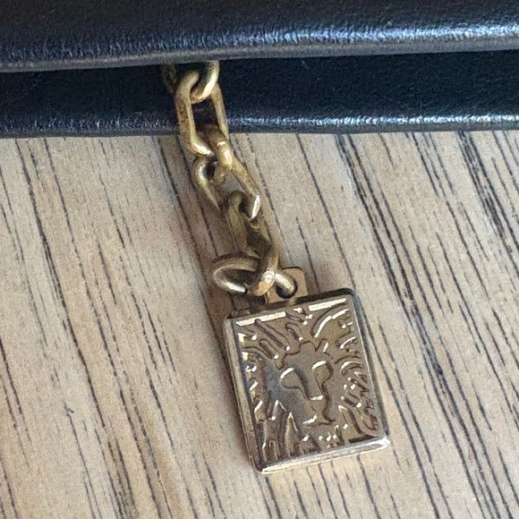 VTG Anne Klein for Calderon Black Gold Leather Clutch Evening Bag Designer Purse - Picture 8 of 8